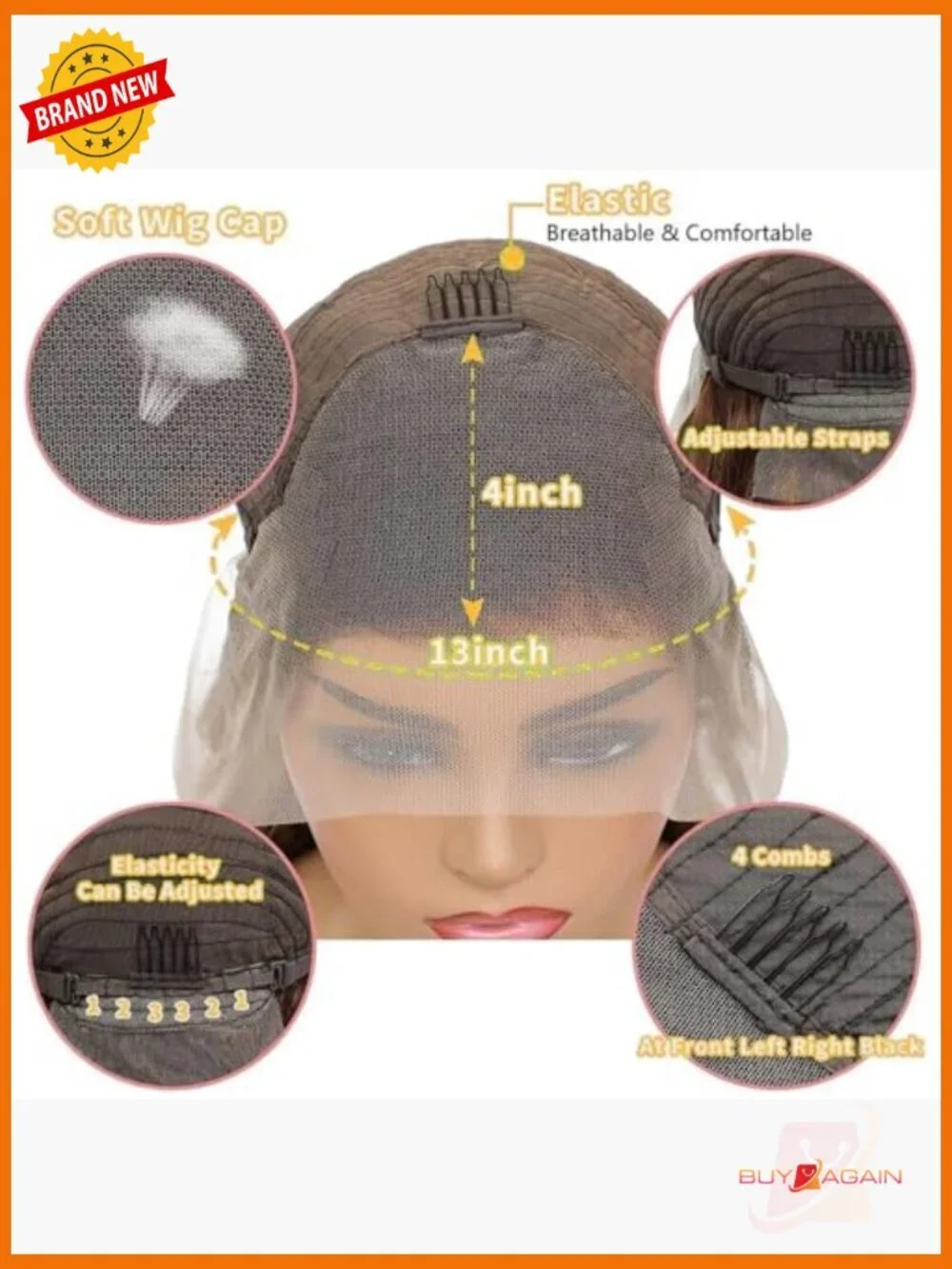 180% Density Human Hair Lace Front Wig 26Inch Straight Pre Plucked 13x4